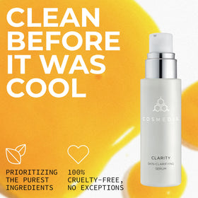 COSMEDIX Clarity Serum night-time routine captured after cleansing for overnight absorption.