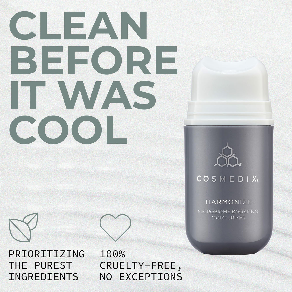 COSMEDIX Harmonize application scene demonstrates day and night usage for ongoing moisture