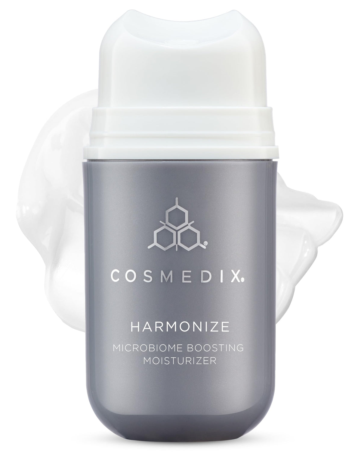 COSMEDIX Harmonize moisturizer bottle front illustrates premium prebiotic hydration for daily care