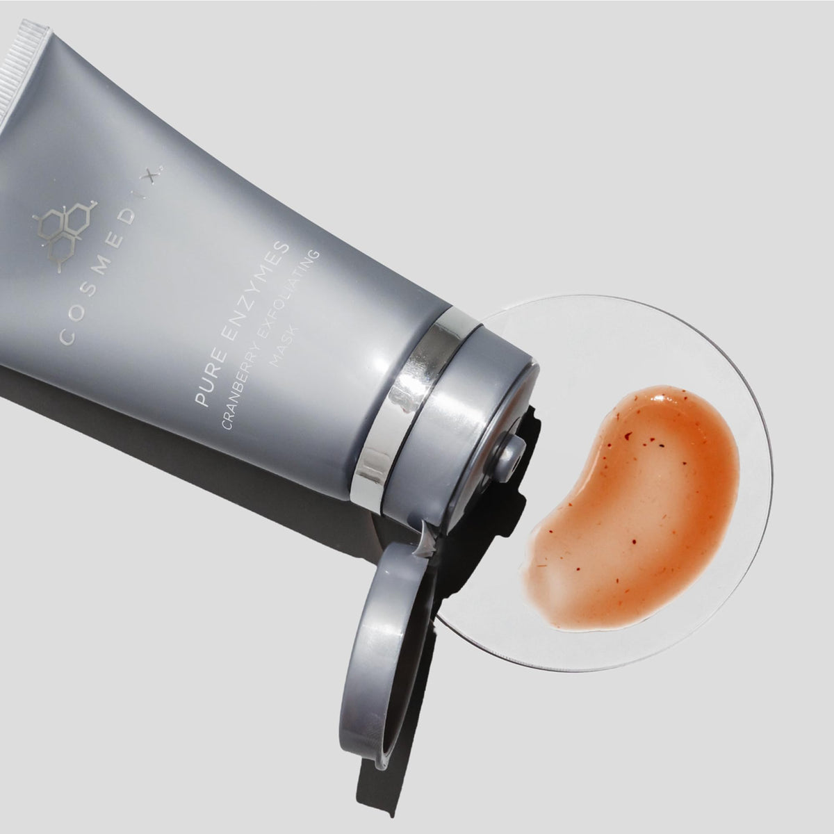 COSMEDIX Pure Enzymes Cranberry Mask aftercare scene emphasizing glow and hydration