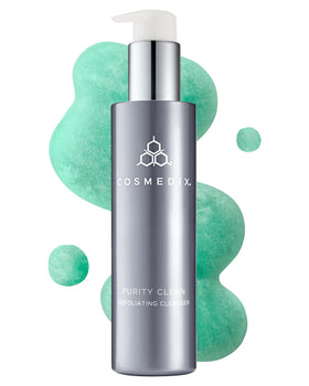 COSMEDIX Purity Clean bottle front, gentle exfoliating cleanser for refreshed skin.