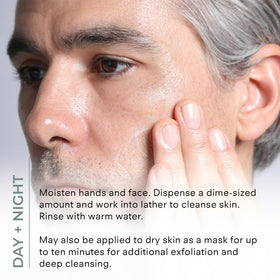 COSMEDIX Purity Clean foam on hand, demonstrating soft daily cleansing.