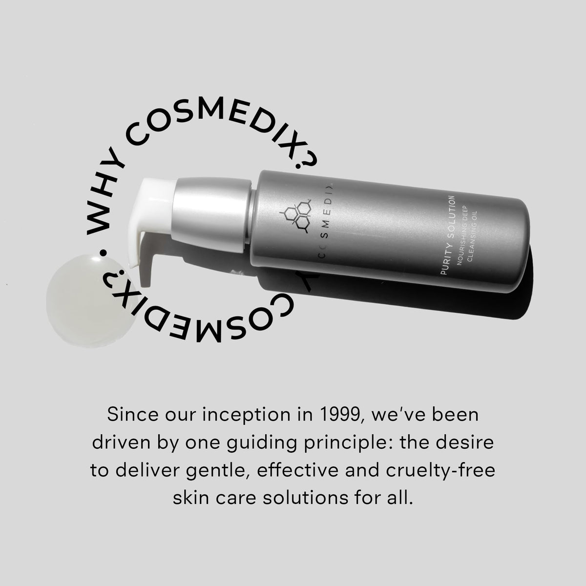CosMedix Purity Solution cleansing oil cruelty-free label showcased.