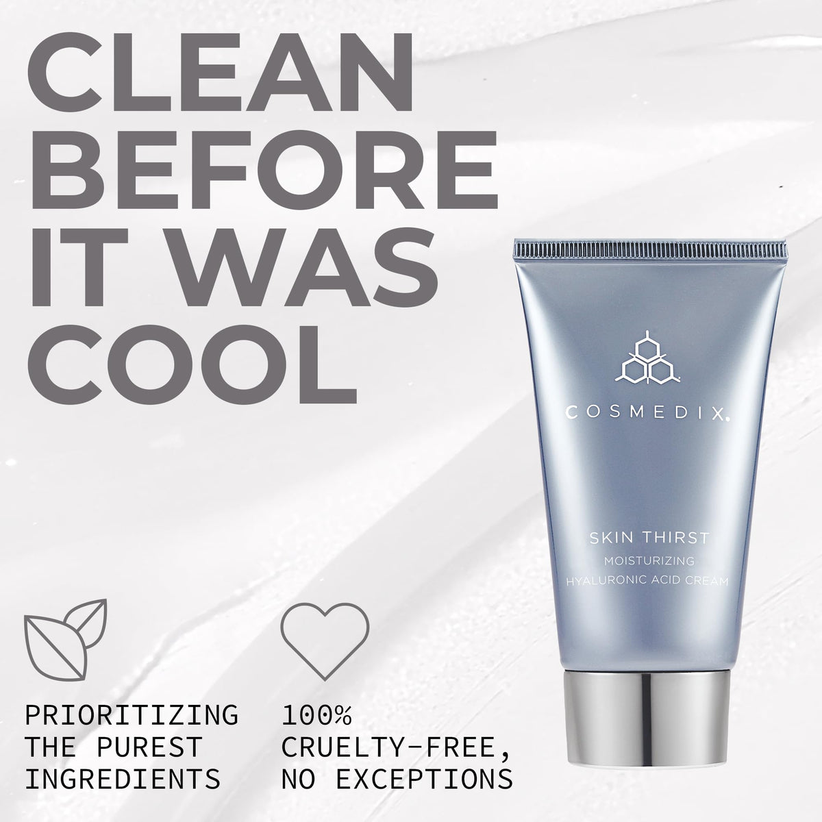 COSMEDIX Skin Thirst makeup-primer use demonstrates a refined base for makeup.