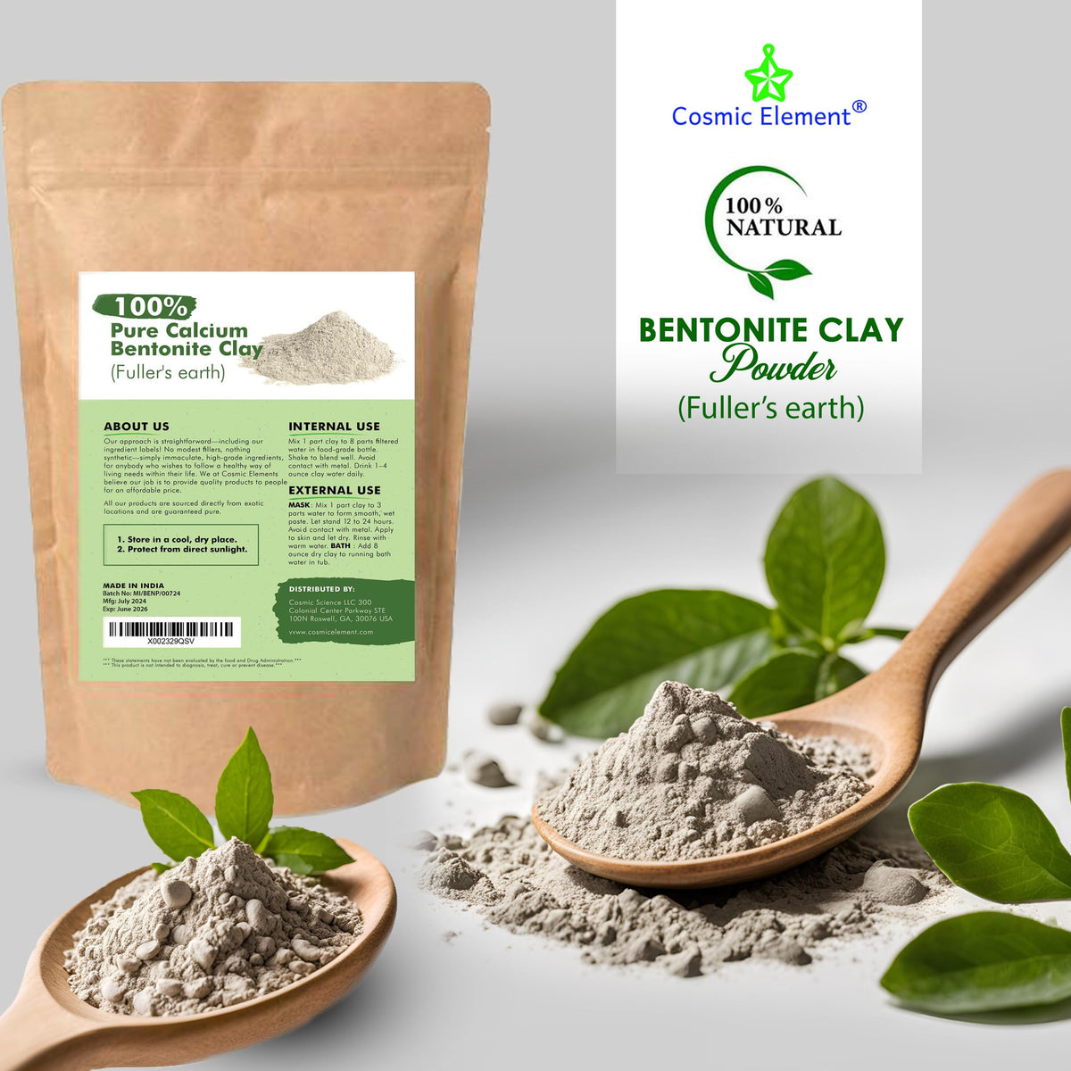 Cosmic Element 8 oz bentonite clay powder ready for use