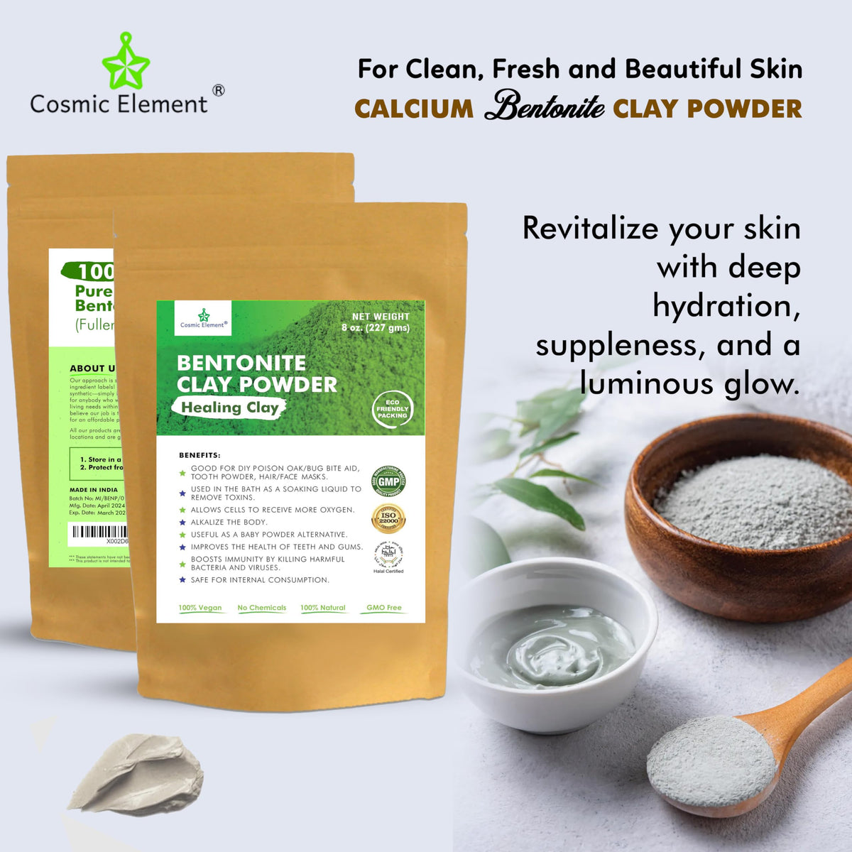 Cosmic Element body mask with bentonite clay application