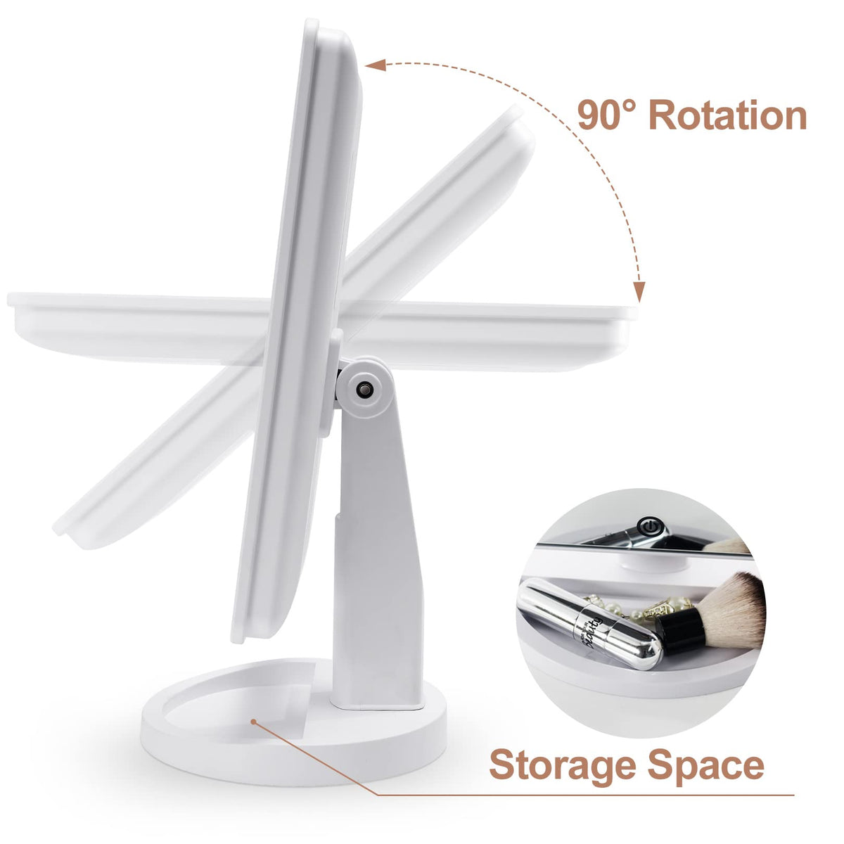COSMIRROR portable white vanity mirror fits on any vanity or travel bag