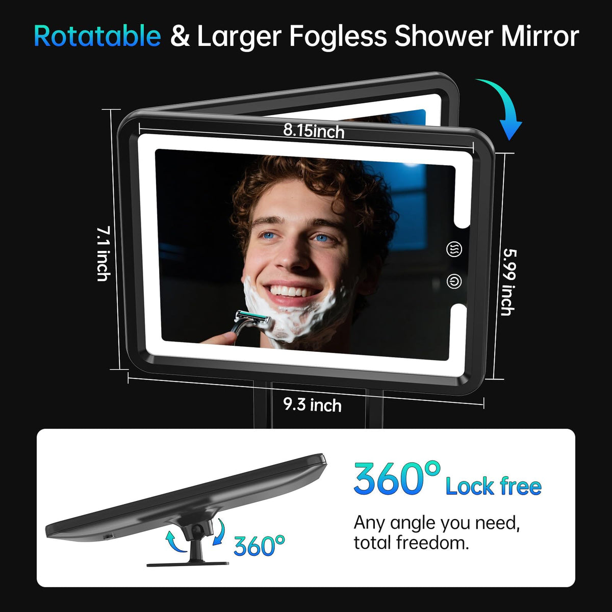 COSMIRROR nano adhesive mount sticks securely to tile or glass.