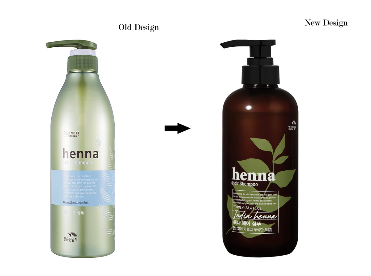 COSMOCOS Henna Hair Shampoo back label highlights ingredients and usage directions.