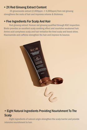 COSMOCOS RG3 Premium Treatment ingredients panel highlights red ginseng blend