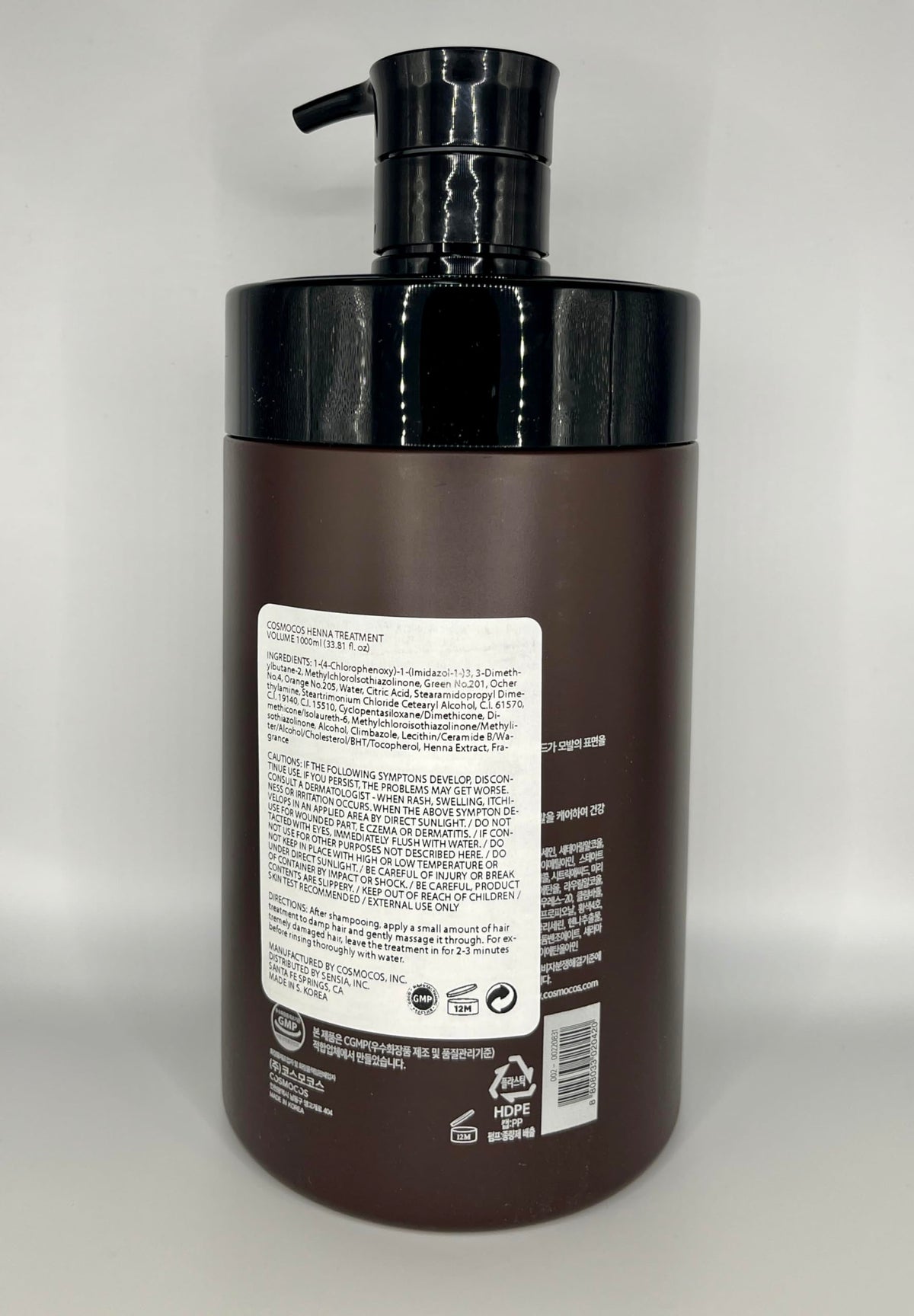 COSMOCOS Somang Henna packaging highlights plant-based formula and 1000ml size.