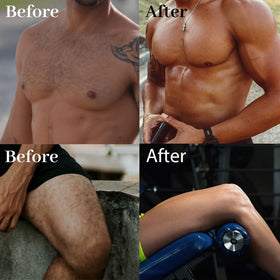 Cosmpro spray foam on chest area for thorough hair removal with gentle formula