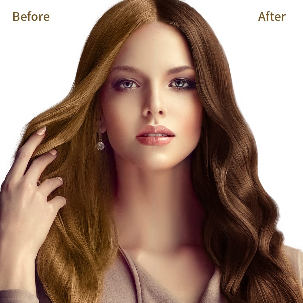 COSMTEK dark brown hair dye shampoo application on hair for gray coverage