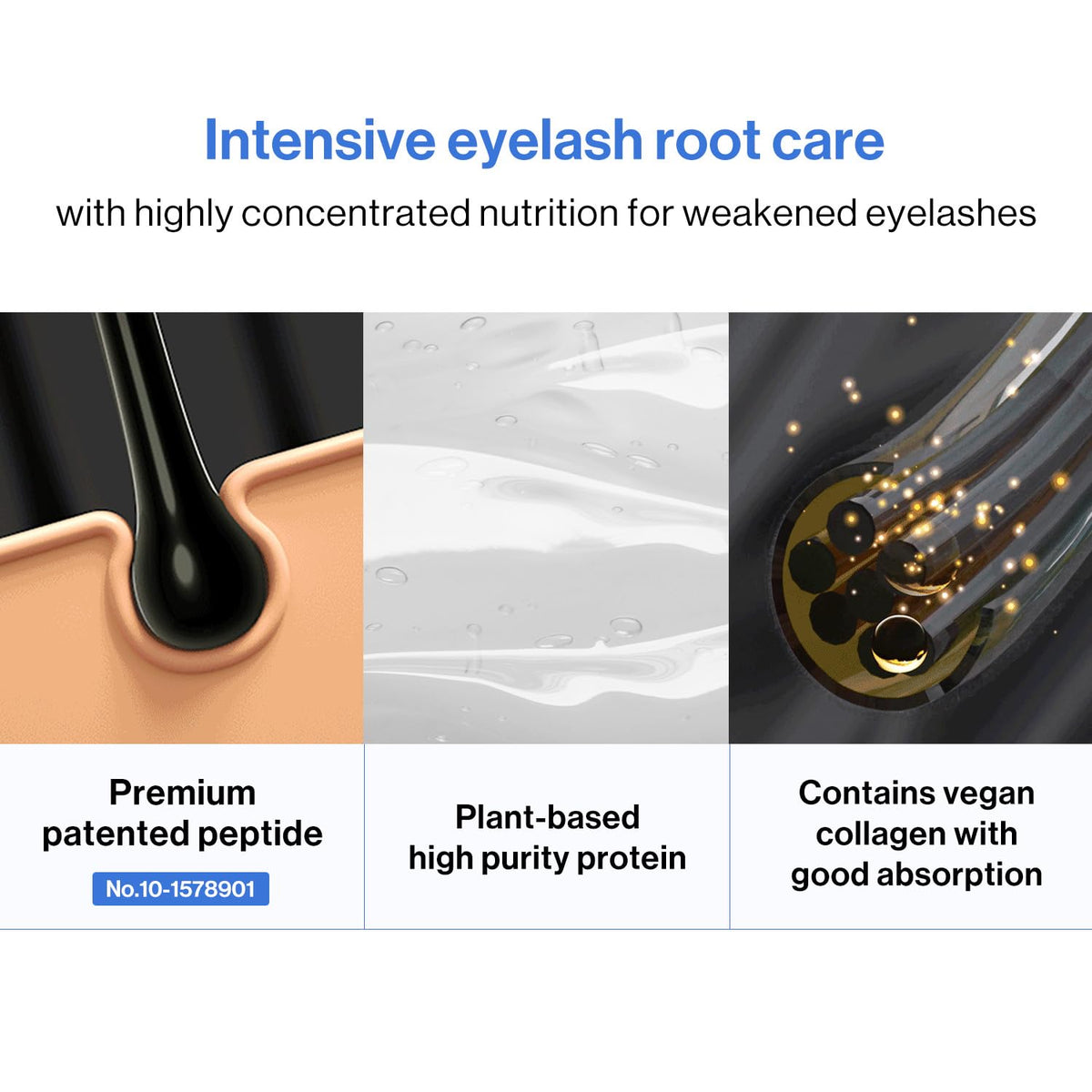 COSNORI peptide-based formula imagery suggesting lash nourishment and repair