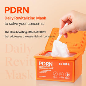 Front view of COSNORI PDRN pack highlighting 30 sheets per box