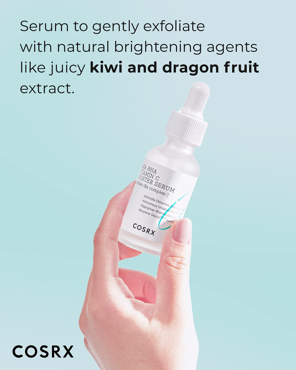 Cosrx serum being applied to skin for gentle exfoliation