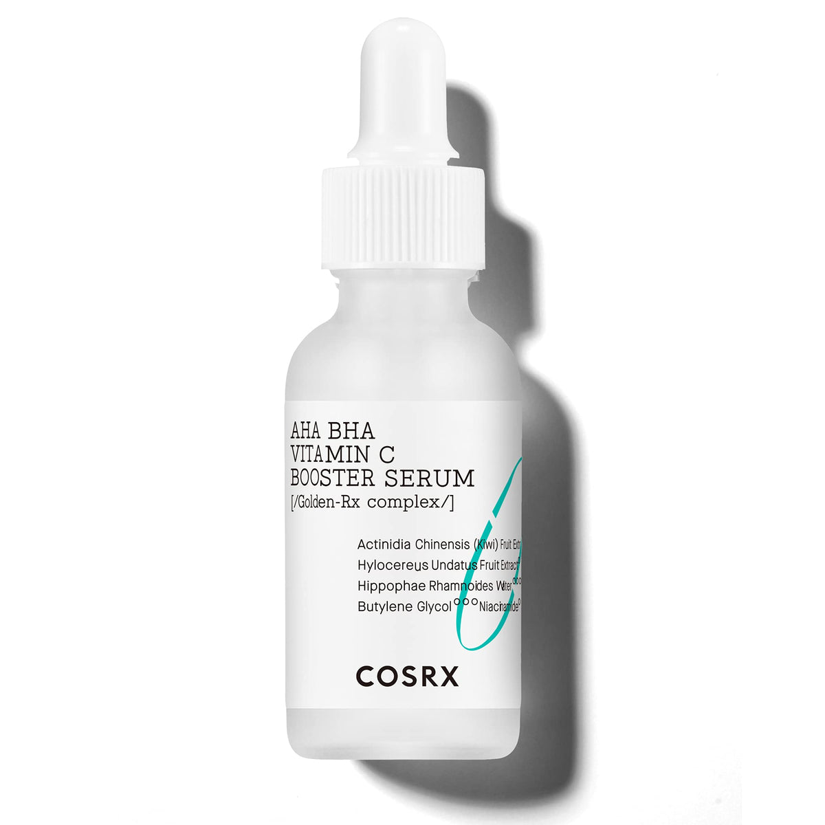 Cosrx AHA BHA Vitamin C Serum bottle closeup for easy daily application