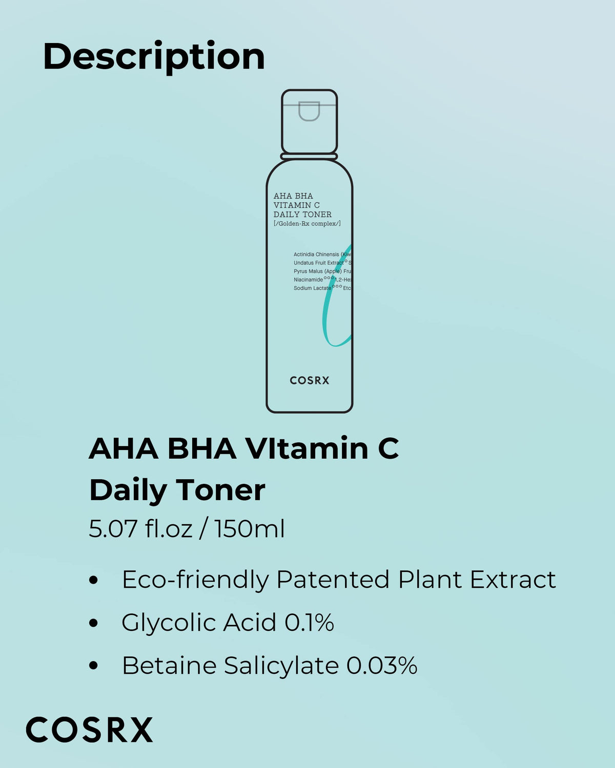 COSRX ABC Daily Toner niacinamide ingredient highlight for skin support.