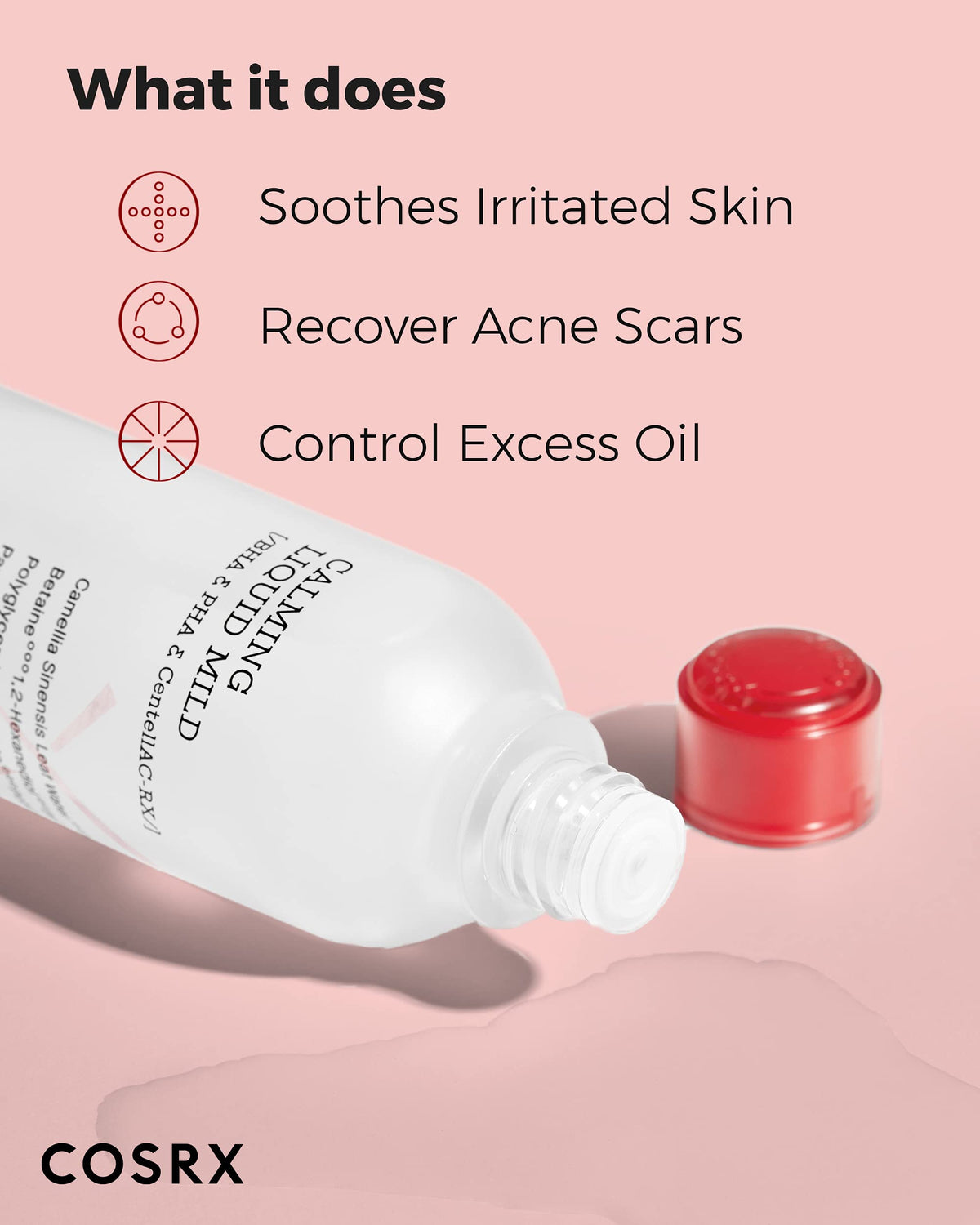 Soothing ingredient blend highlighted in COSRX calming liquid.