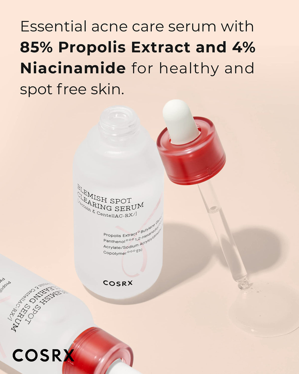 COSRX AC Collection CentellAC-Rx ingredients close-up highlighting soothing complex