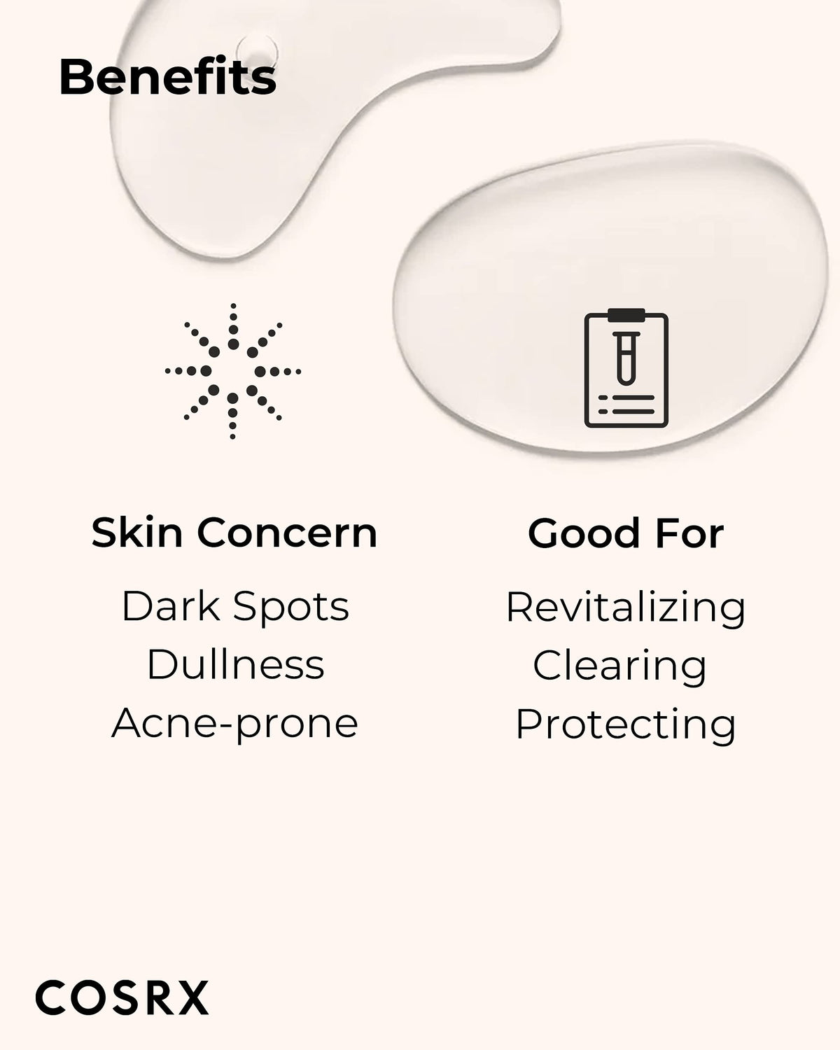 COSRX AC Collection serum texture with droplets illustrating quick absorption