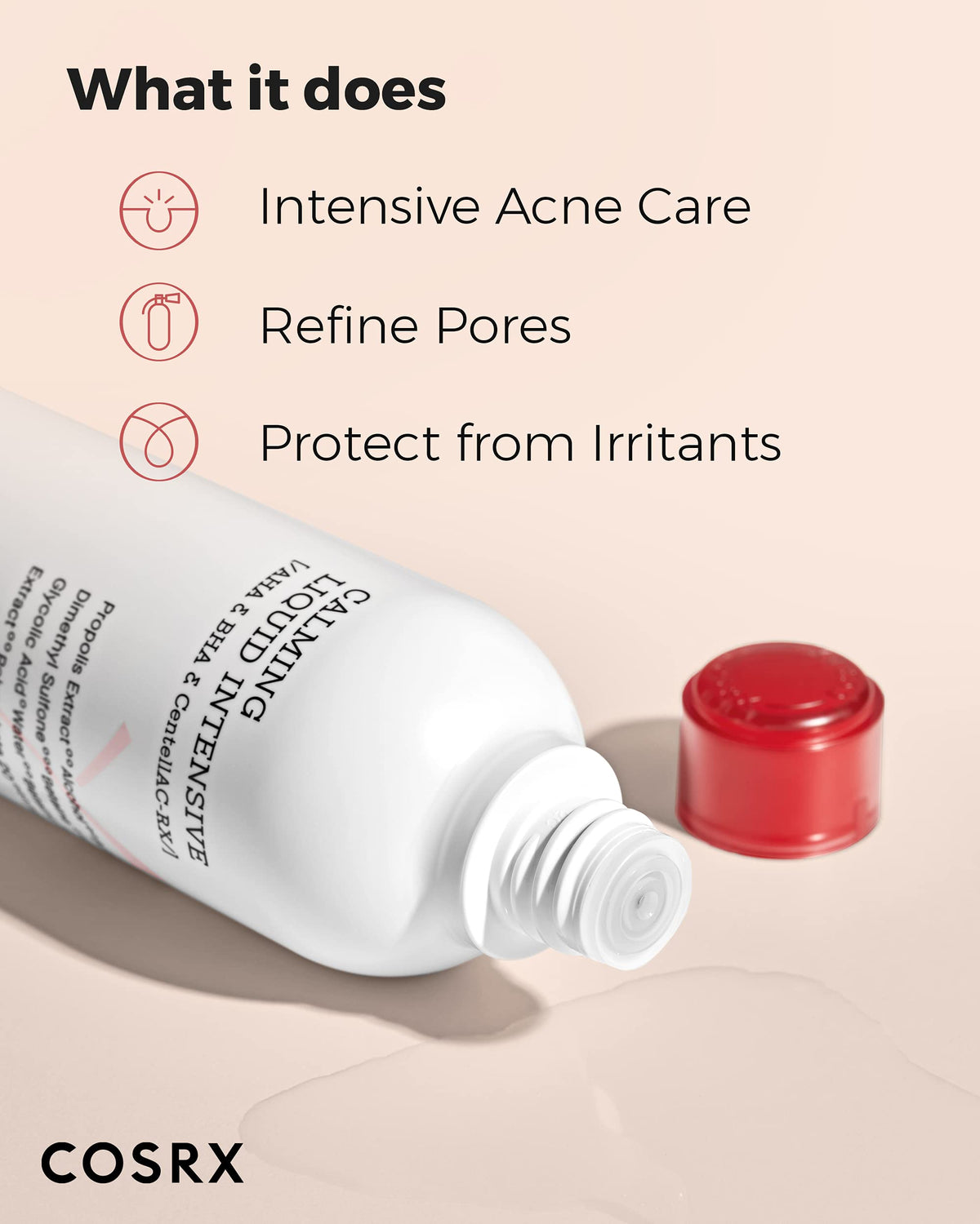 COSRX AC Collection toner packaging front emphasizes clean beauty and cruelty-free ethos.