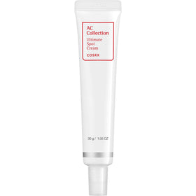 COSRX AC Collection Ultimate Spot Cream tube on clean surface, quick blemish treatment.