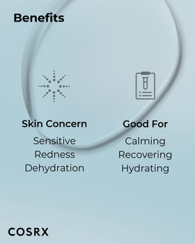 Packaging front shows COSRX branding with clean, soothing design