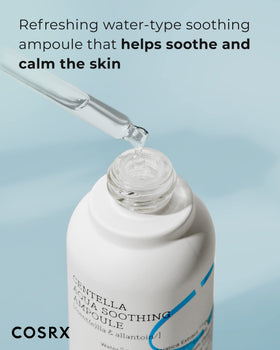 COSRX ampoule pump close-up highlighting quick absorption for sensitive skin