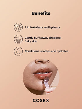 COSRX Lip Care Balm key ingredients sugar and honey highlighted on label