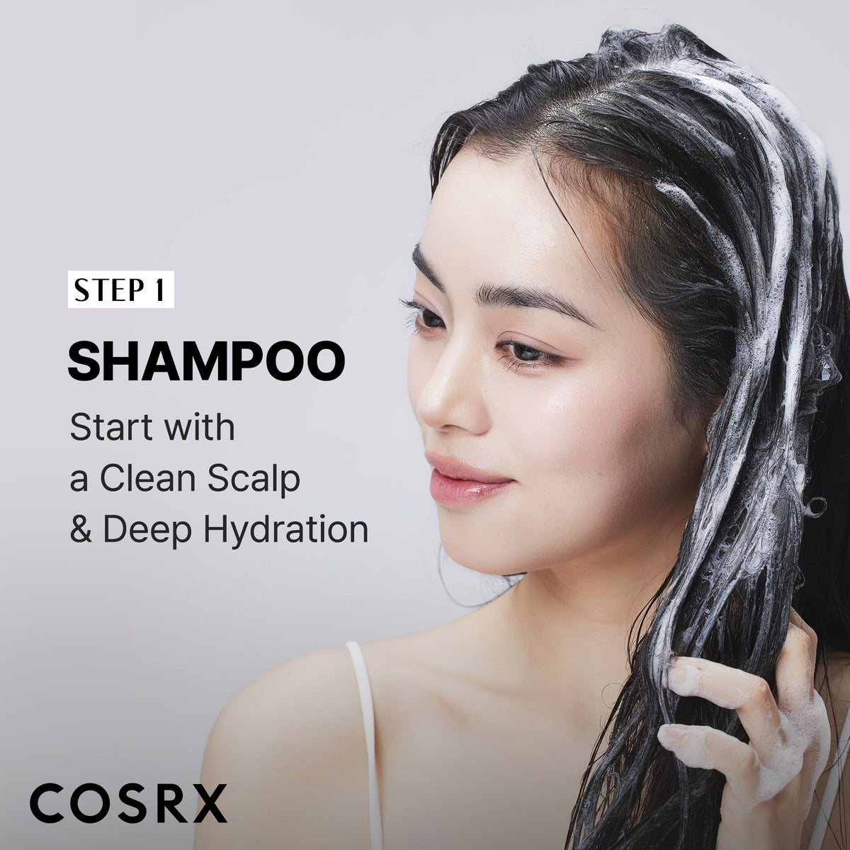 COSRX Peptide-132 Treatment application close-up on hair