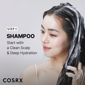 COSRX Peptide-132 Treatment application close-up on hair