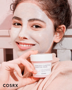 COSRX Pink Charcoal Mask color-change during application signaling detox action.