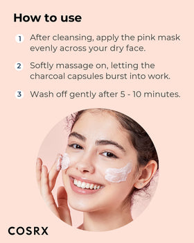 COSRX Pink Charcoal Mask ingredients include green tea and calamine.