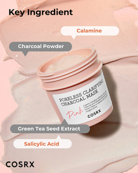 COSRX Pink Charcoal Mask spread on skin shows creamy texture for pampering.