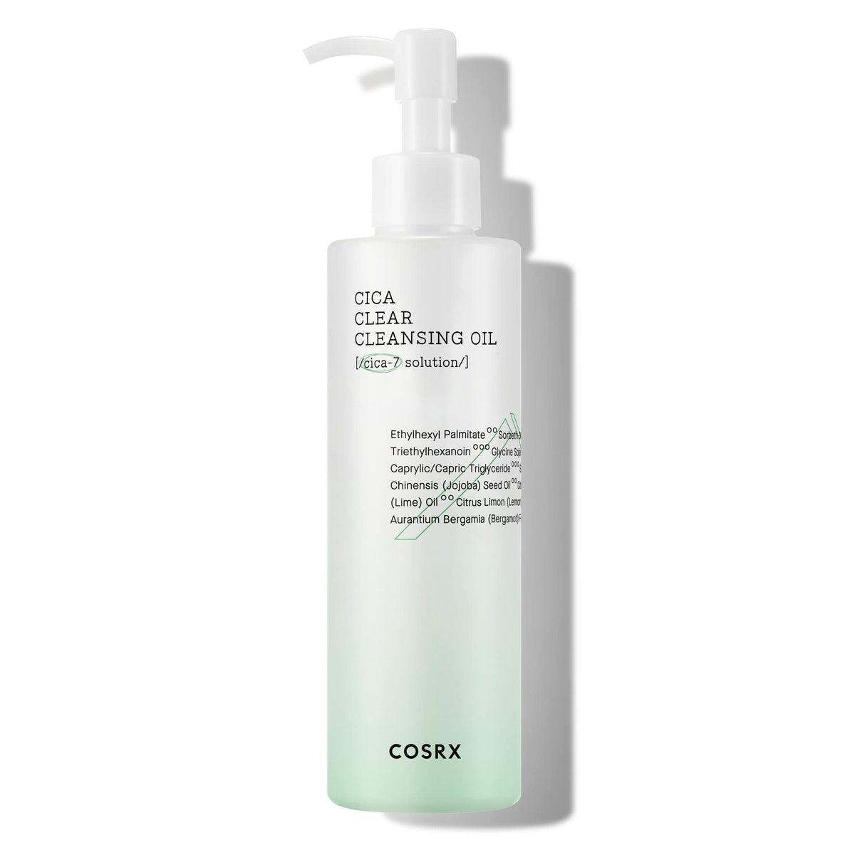 COSRX Pure Fit Cica Cleansing Oil bottle showing soothing Cica-7 for sensitive skin