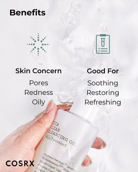 Hands massaging dry skin with COSRX oil before rinse for smoother skin