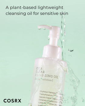 Close-up of pump dispensing COSRX cleansing oil for gentle waterproof makeup removal