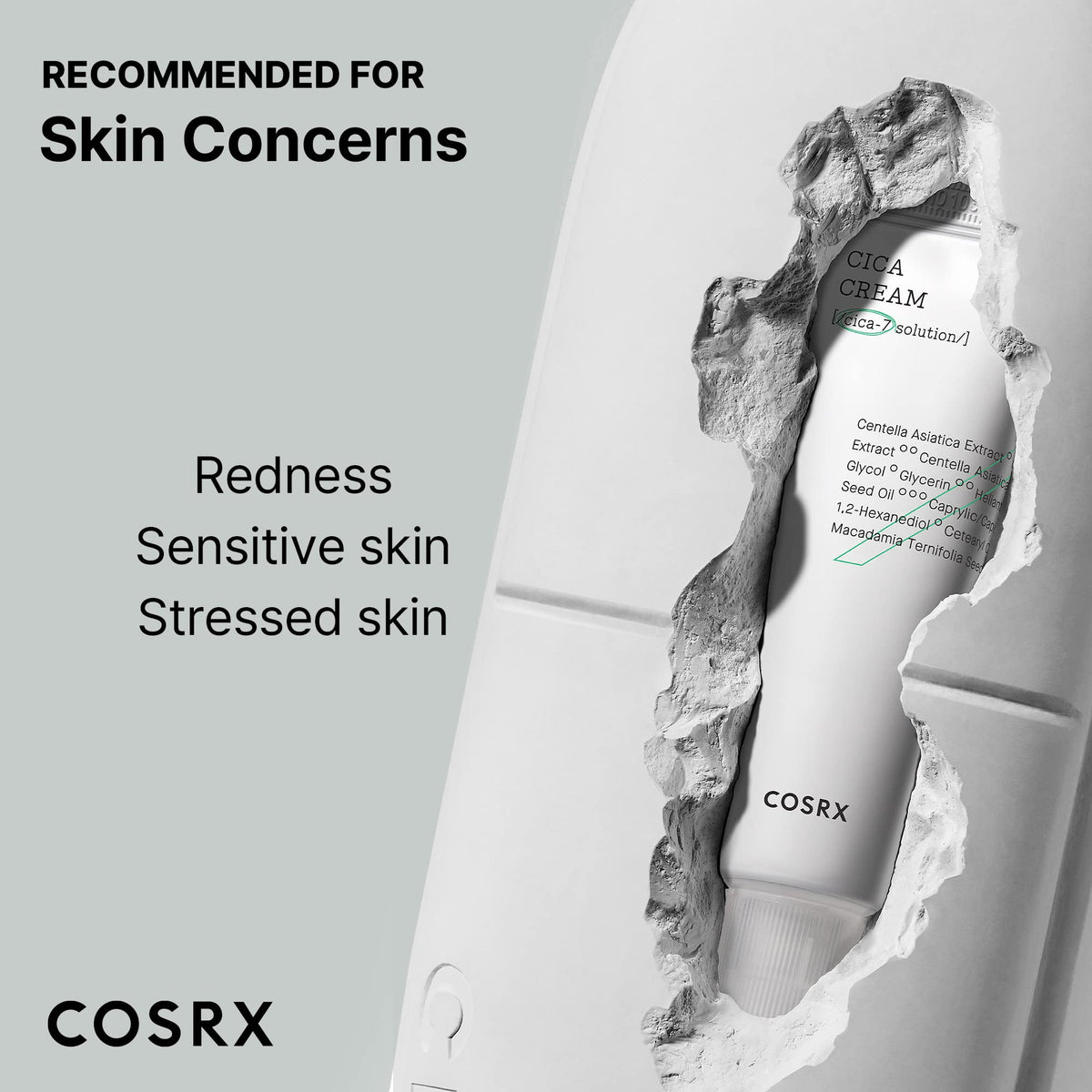 COSRX Pure Fit Cica Cream label notes 6000 ppm Centella extract.