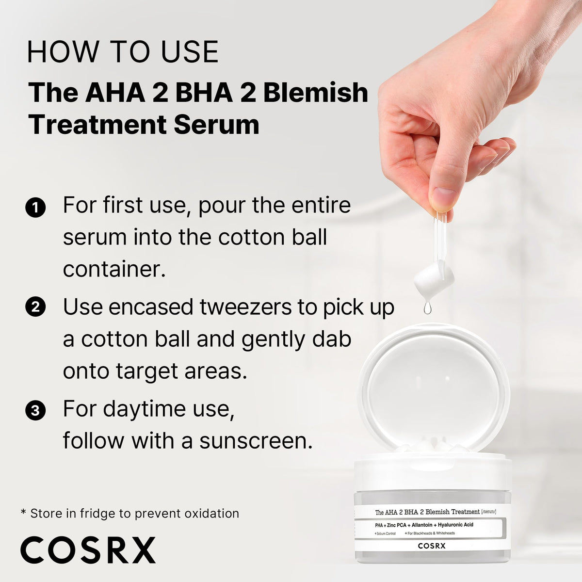 CosRX bottle showcased with clean, minimal Korean skincare branding.