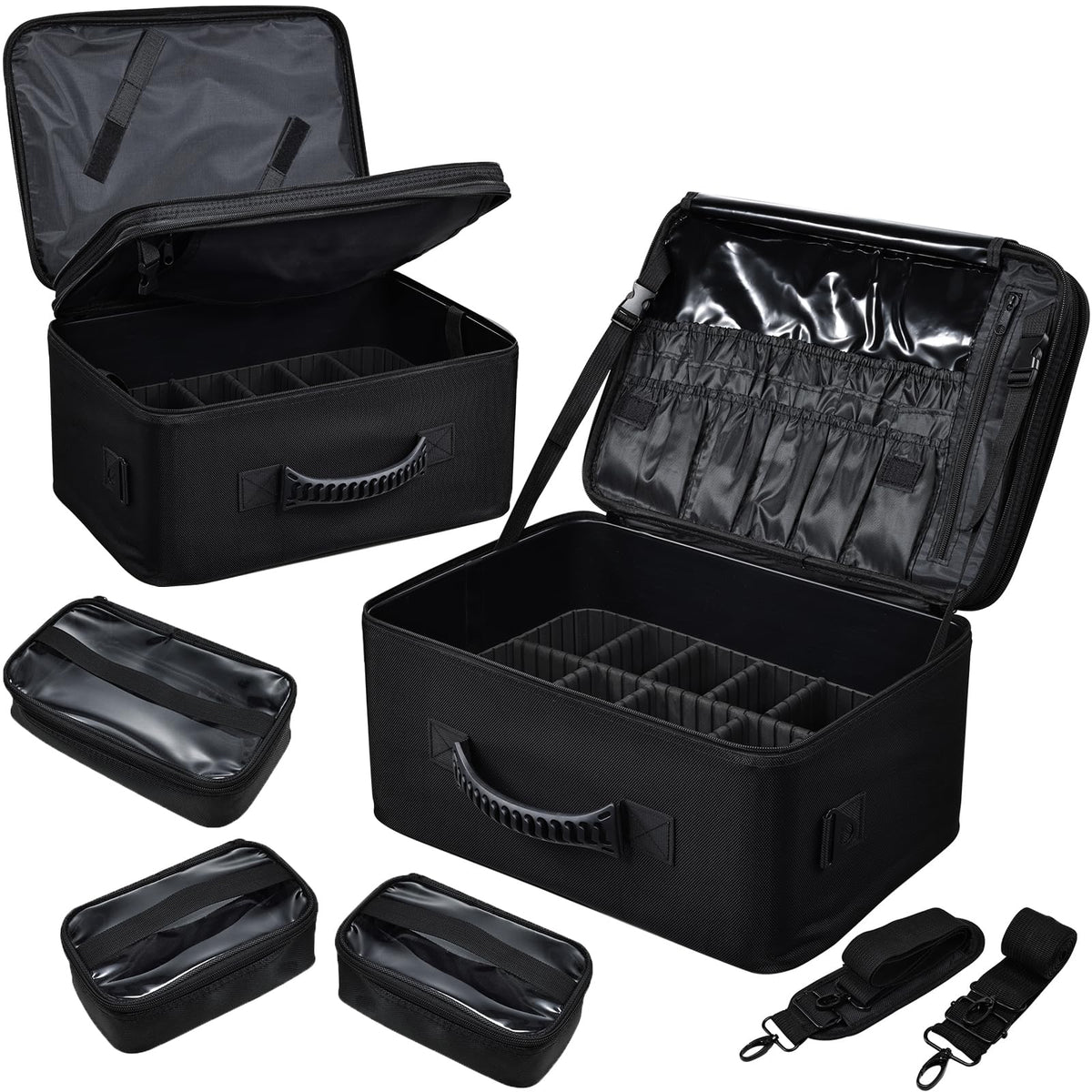 Costravio large makeup bag backpack open for easy on-the-go access