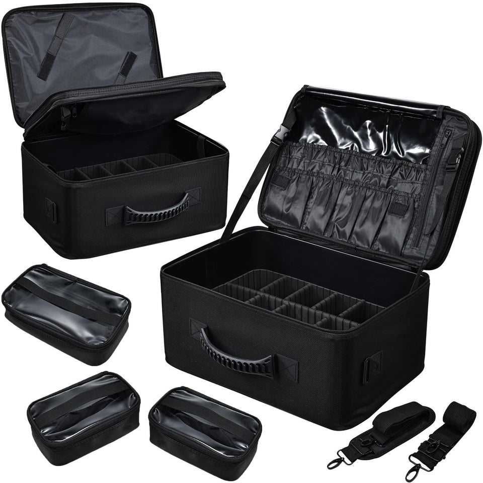 Costravio large makeup bag backpack open for easy on-the-go access