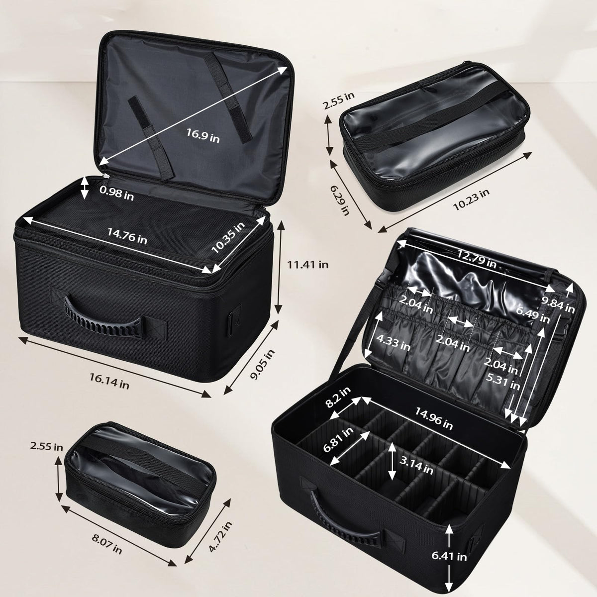 Costravio waterproof interior protecting cosmetics during travel