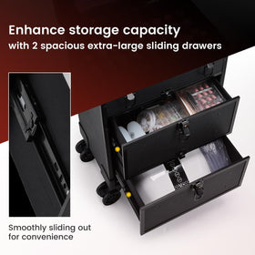 Costravio wide drawers store cosmetics and tools efficiently at gigs
