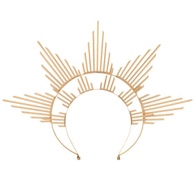 COSUCOS Golden Halo Crown front view with sunburst spikes for cosplay