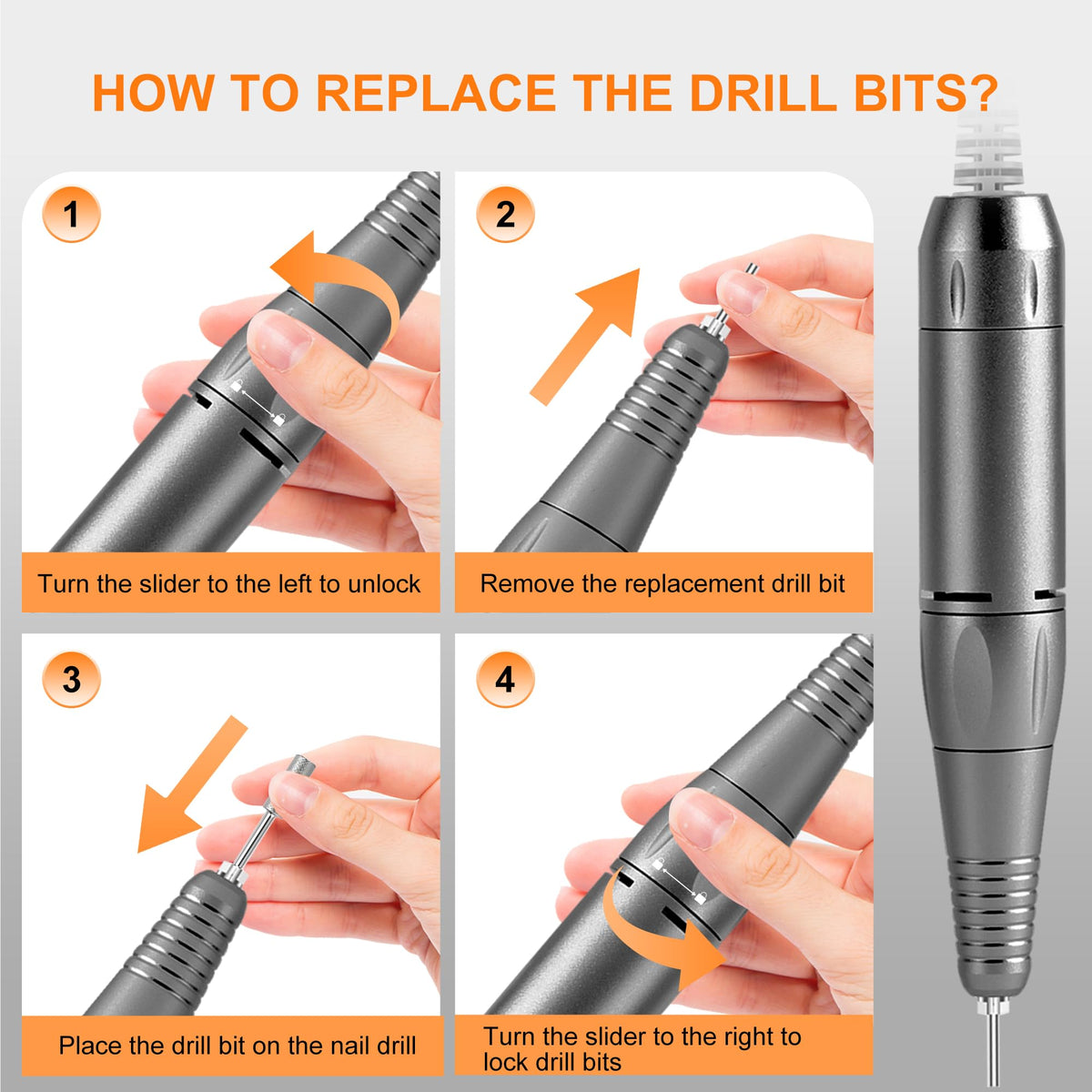 Cosyglow ergonomic handpiece with twist-lock chuck for easy bit swaps