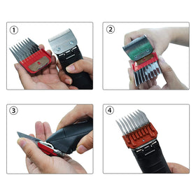 COSYONALL guide comb set shows blade compatibility and quick setup