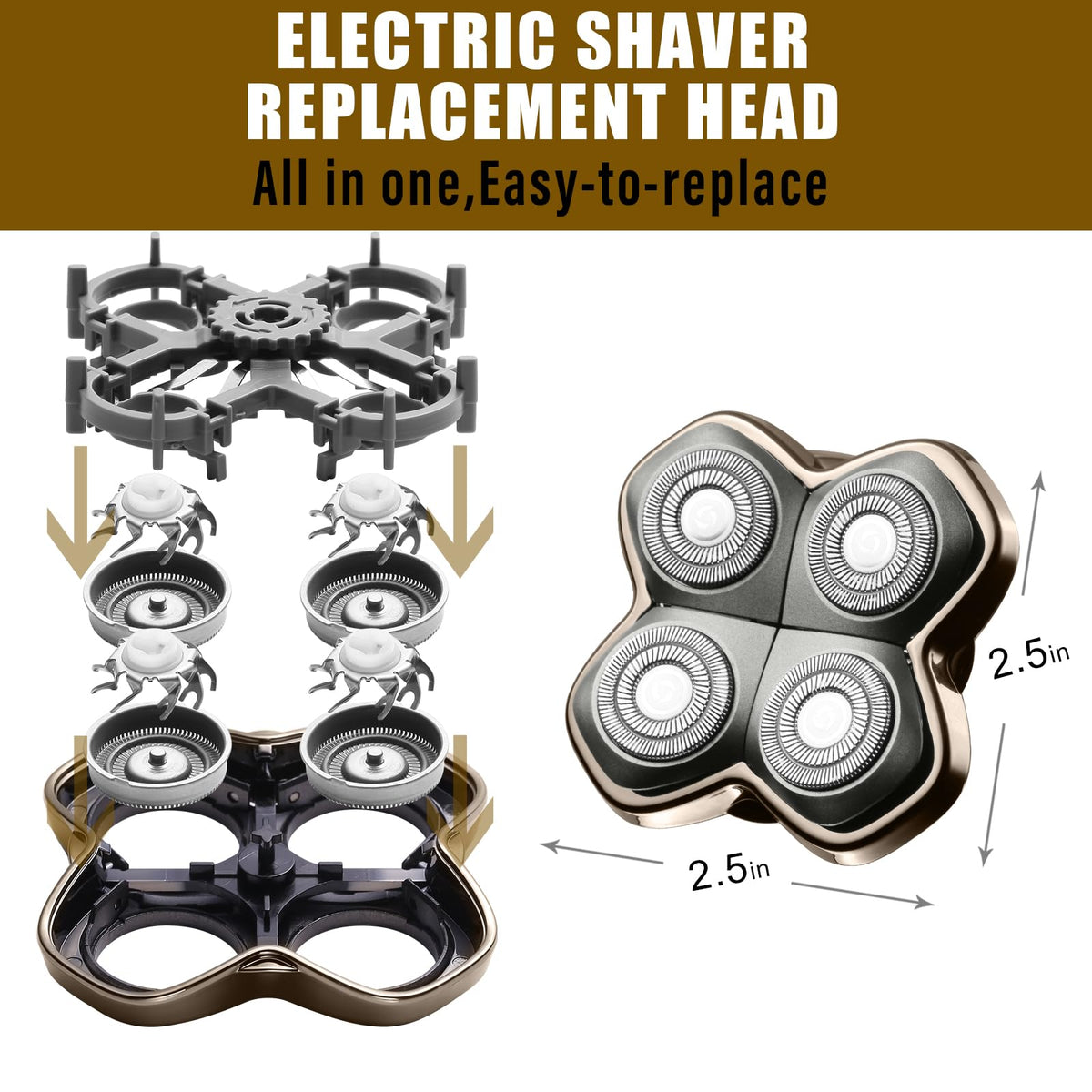 COSYONALL Shaver PRO 4 Head installation snap-in view for easy replacement