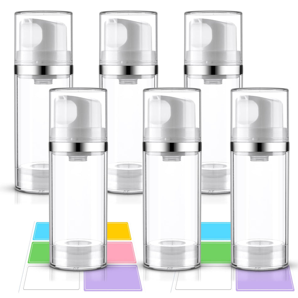 Cosywell clear airless pump bottles showing transparent design for easy monitoring and protection.
