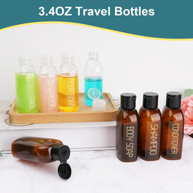 Cosywell 3.4 oz TSA-friendly bottles fit carry-on luggage.